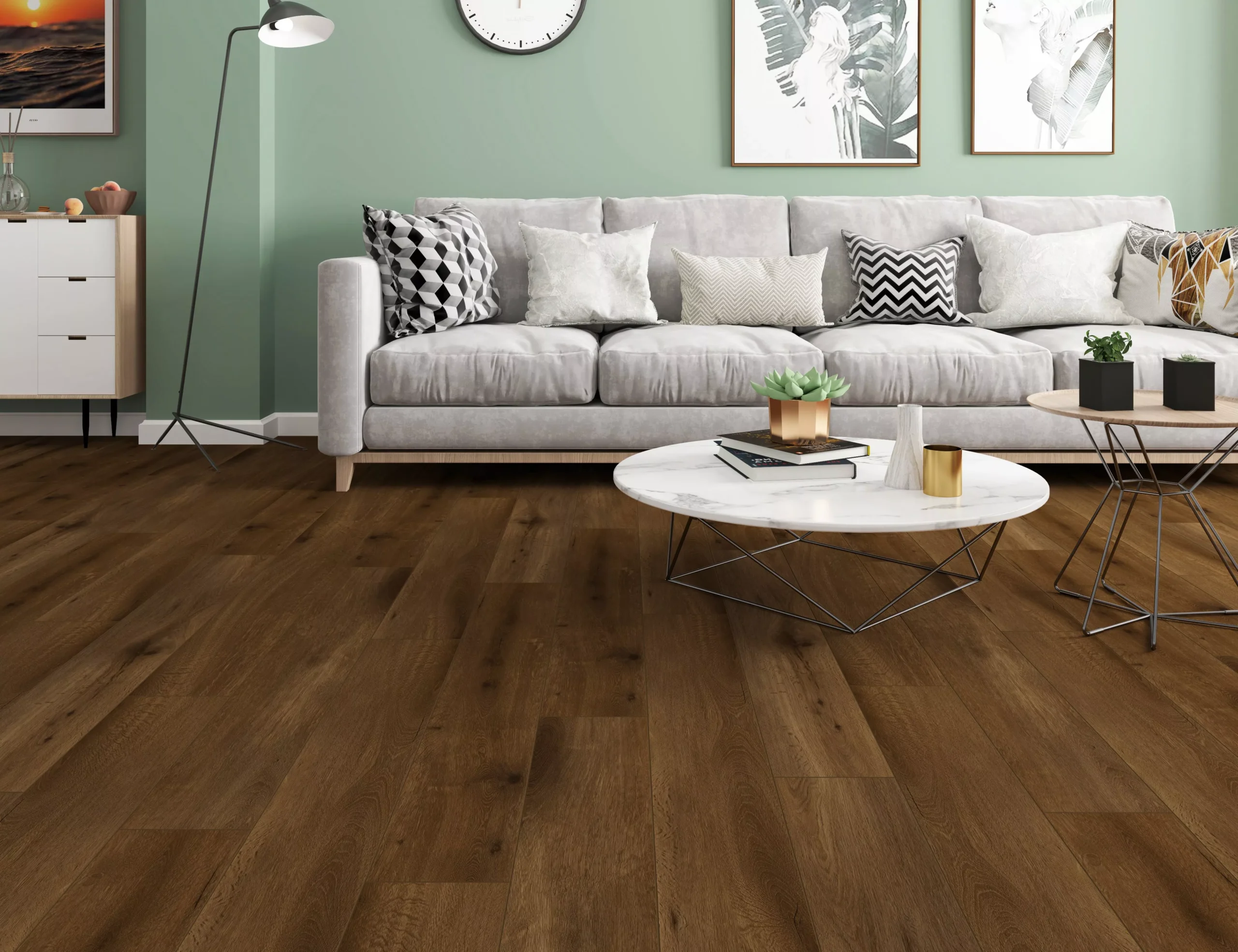 NuCore waterproof luxury vinyl plank flooring installed in a modern room